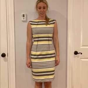 Yellow & Grey Striped Calvin Klein Dress